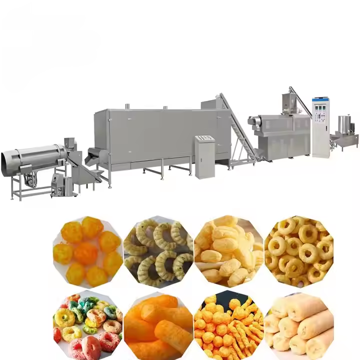 Snack Food Extruder, Corn Fluffing Manufacturing Machine, Corn Snack Cheese Ball Fluffing Machine, Corn Flake Production Line